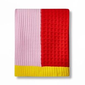 Textural Color Block Sweater Knit Throw Blanket Pink/Red/Yellow - LEGO x Target